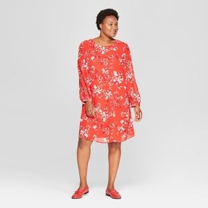 🔥Ava & Viv Floral Print Long Sleeve Shift Dress